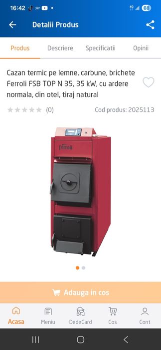 Centrala termica ferroli lemne, carbune sau peleti