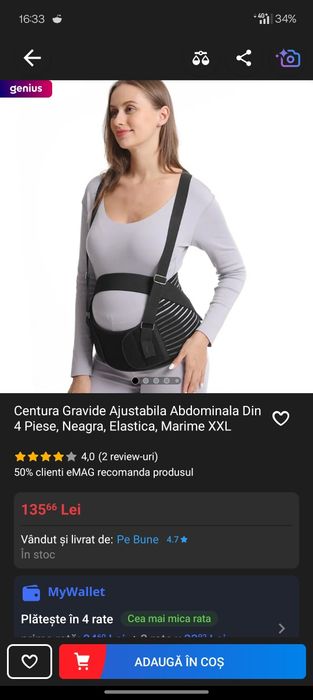 Centura Gravide Ajustabila Abdominala Din 4 Piese XXL
