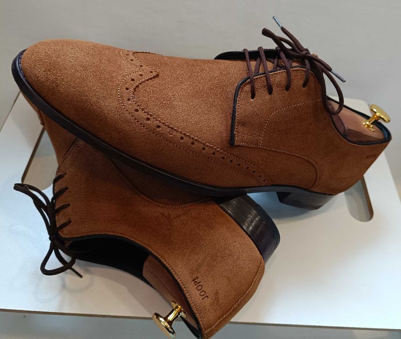 Pantofi derby 43 43.5 brogue suede JOOP ! piele naturala moale camel