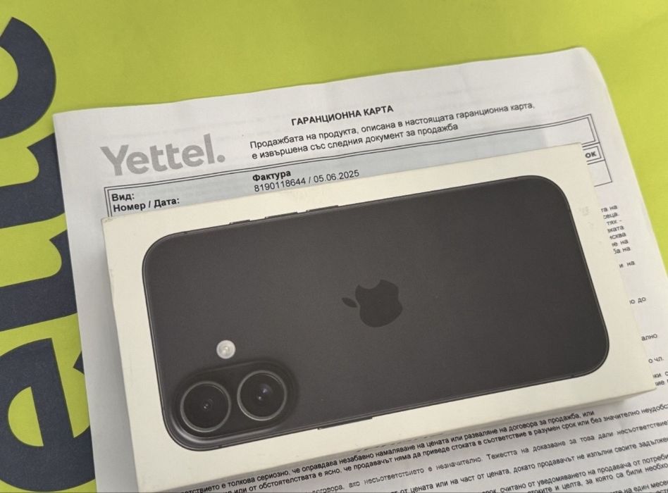 КАТО НОВ 128GB iPhone 16 Гаранция Yettel 2028г. Black / Черен