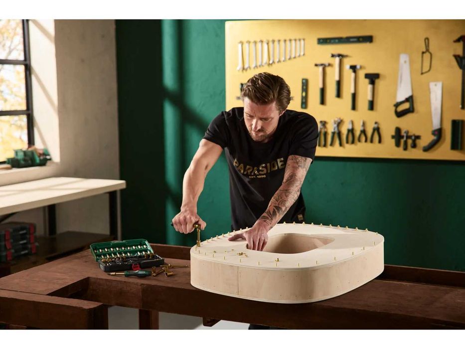 CHEIE cu CLICHET profesionala PARKSIDE® 46 piese AURII, din otel crom-vanadiu, inalt aliat, calitate SUPER-PREMIUM, nou, sigilat, realizat in Germania
