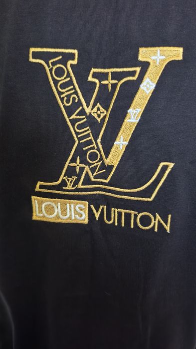 Tricou Louis Vuitton, nou, negru, S-XXL, imprimeu cusut, unisex, eticheta Farfetch