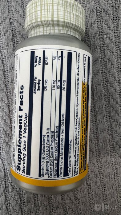 Vitamin D3 + K2 , solaray firma , 120 kapsula