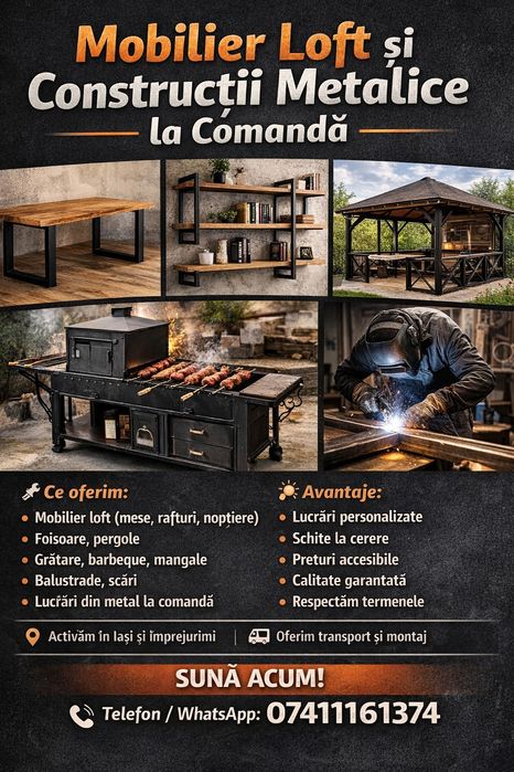 Mobilier Loft și Construcții Metalice la Comandă