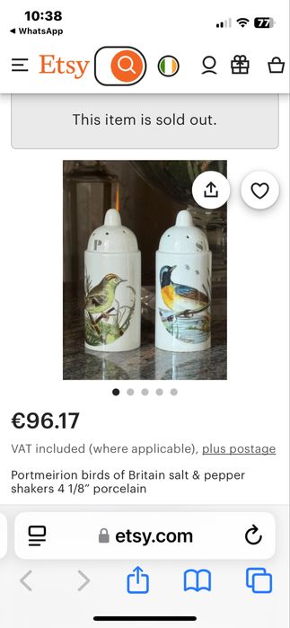 Порцеланов комплект сет сол и пипер солница и пиперик ръчно рисувани.