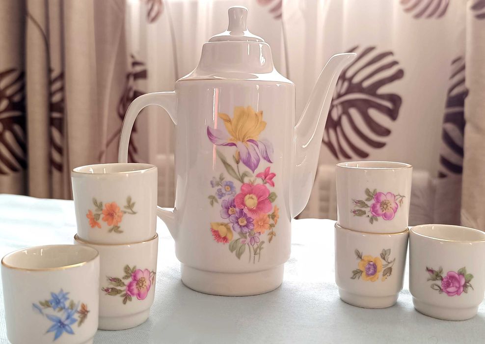 Набор для спиртного Штоф и рюмки Мейсенский букет Болгария