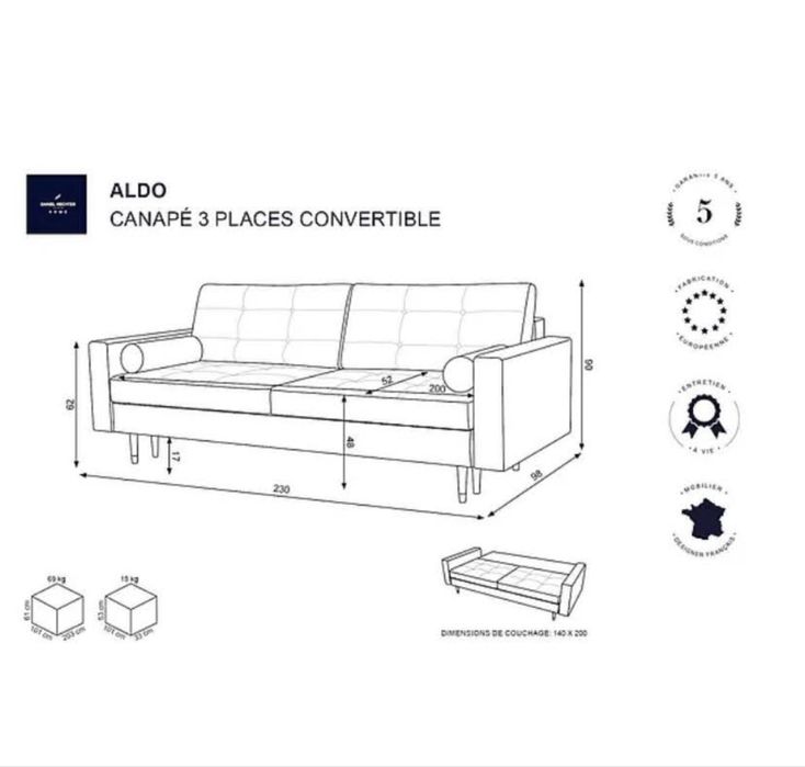 Canapea extensibila maro catifea