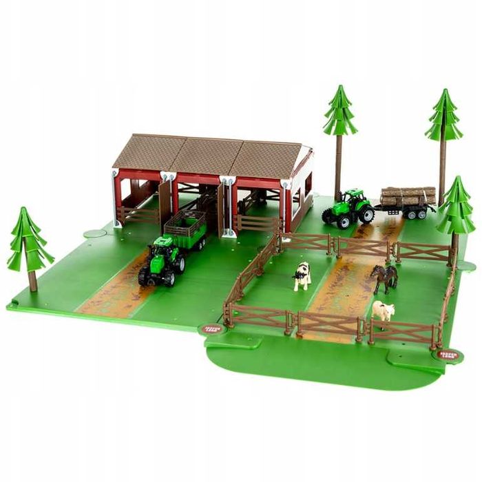 Детска ферма с 3 животни, 2 трактора с ремаркета и сгради 102 части