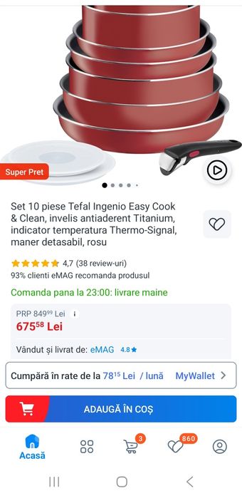 Set 10 piese Tefal Ingenio easy cook & clean, nou
