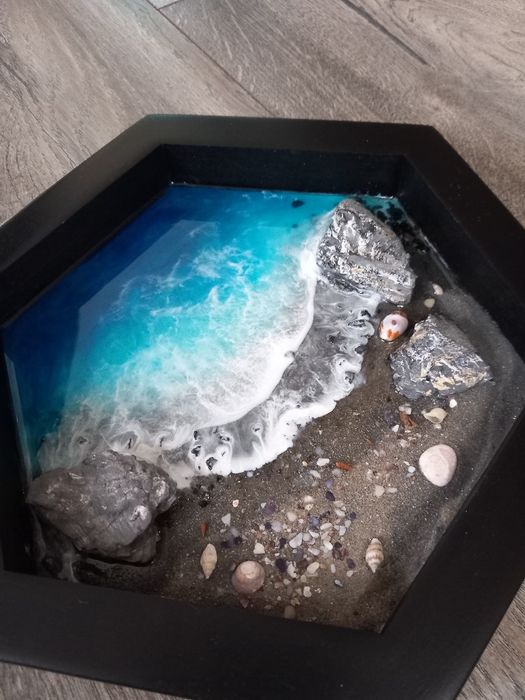 Морски  пана за стена от епоксидна смола и скандинавски мъх