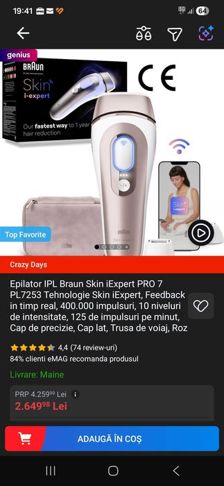 Vând aparat IPL BRAUN Skin i-expert PRO 7