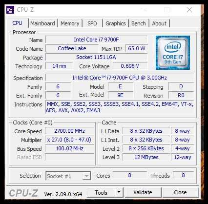 Процесор Intel® Core™ i7-9700F lga 1151