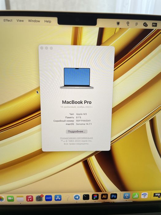 Продаю макбук macbook pro m3, 8Gb, 512 SSD