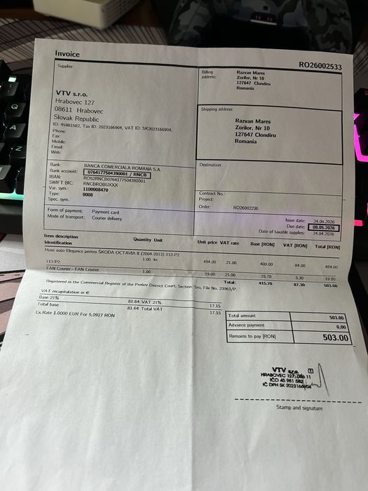 Vand huse Noi Croite pe masura  pentru Skoda Octavia 2/Facelift PENTRU BANCHETA SPATE CU COTIERA!