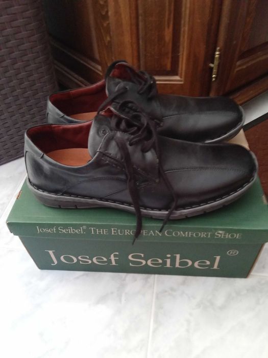 НОВИ мъжки обувки от естествена кожа Josef Seibel, 43 номер, черни