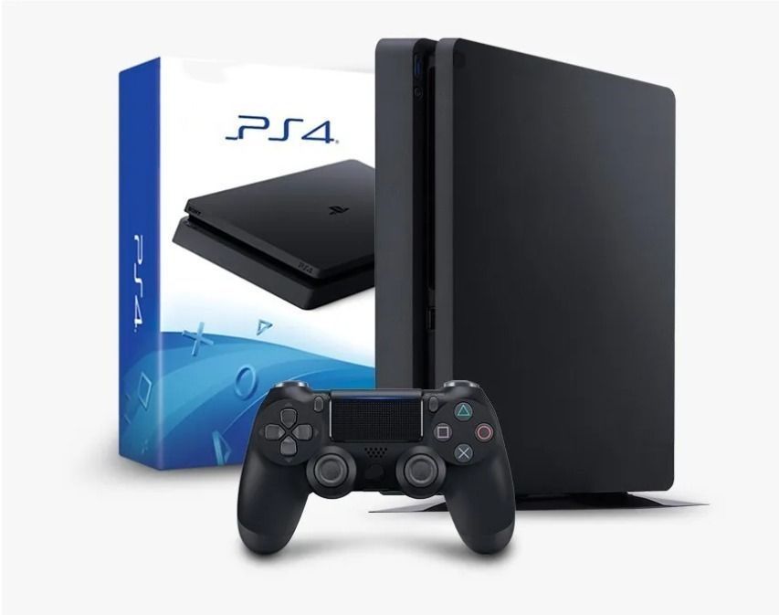 PS4 Slim 1TB + 2 джойстика (хаки) + 20 игр