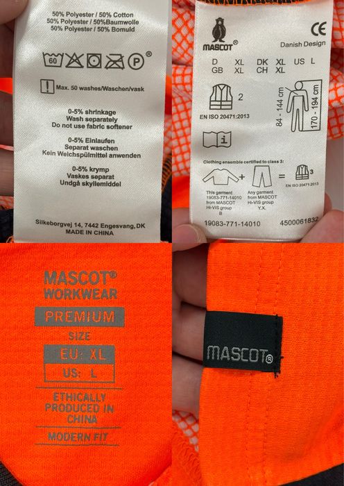 Tricou MASCOT Polo (XL barbat) munca lucru santier vizibil vizibilitate work workwear premium benzi reflectorizante