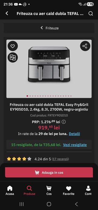 Frieteuza Tefal Model EY905D10