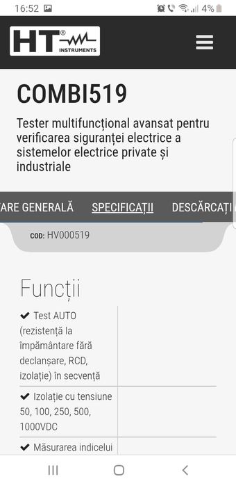Tester multifuncțional HT Combi 519 ca NOU