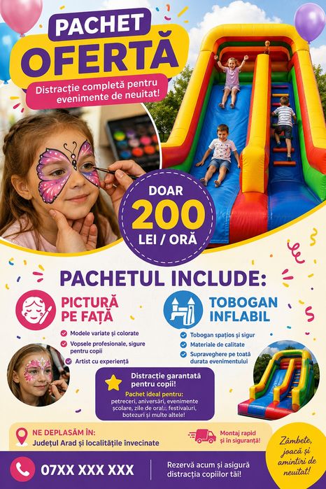 Tobogan si pictura pe fata