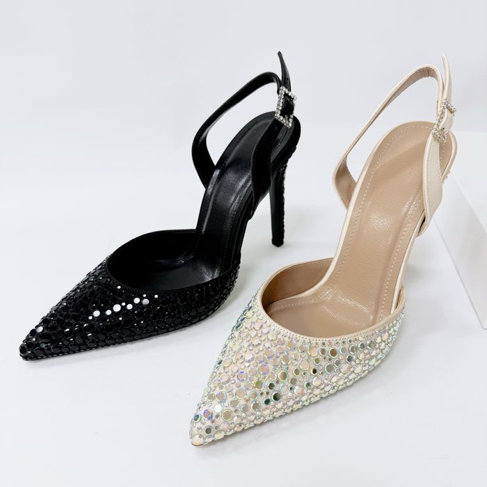 Дамски елегантни обувки на висок ток с камъни