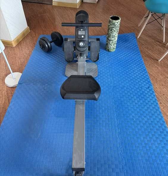 Exercise Machine with weights, mats, and roller