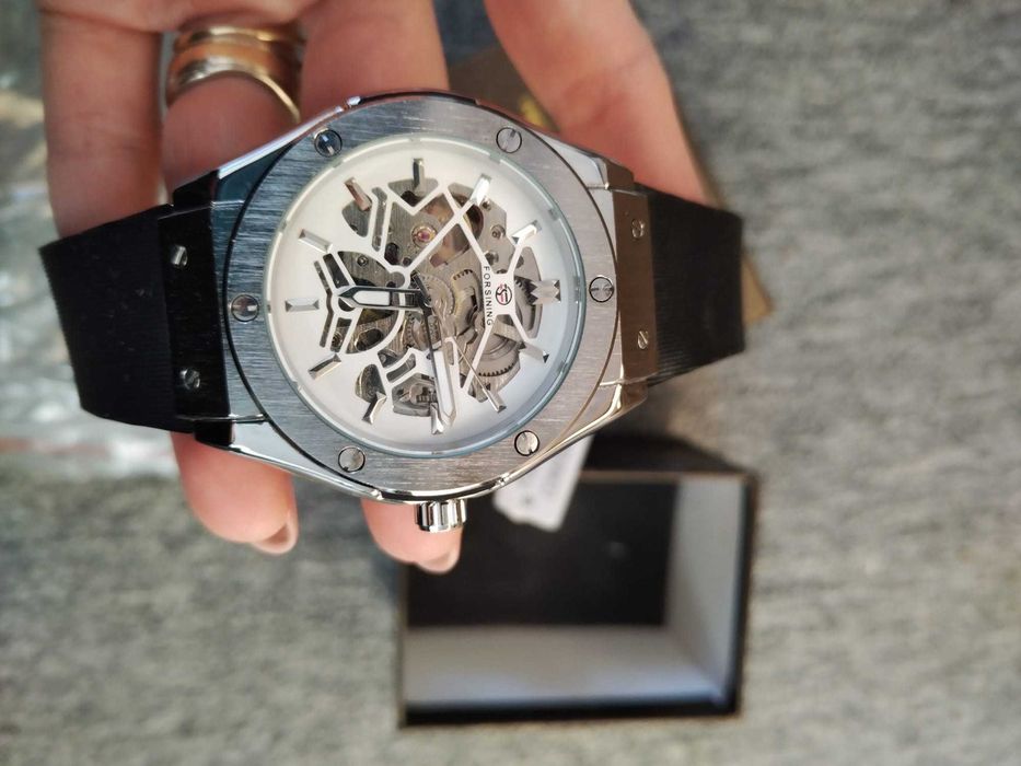 Ceas mecanic skeleton Forsining mecanism vizibil elegant fără baterie