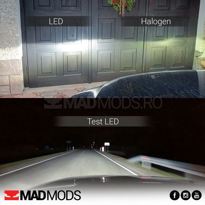 Set 2 Becuri Led H1 H3 H4 H7 H8 H9 H11 HB3 HB4 180W 6000k Canbus