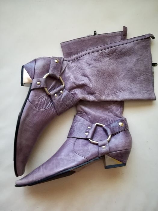 Superbe cizme lila din piele naturală