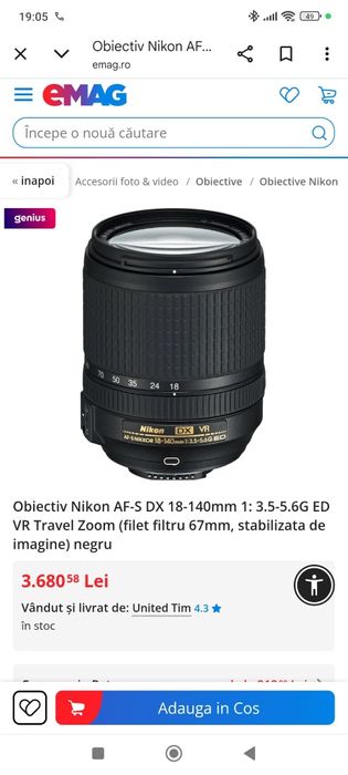 Vând obiectiv NIKON nou