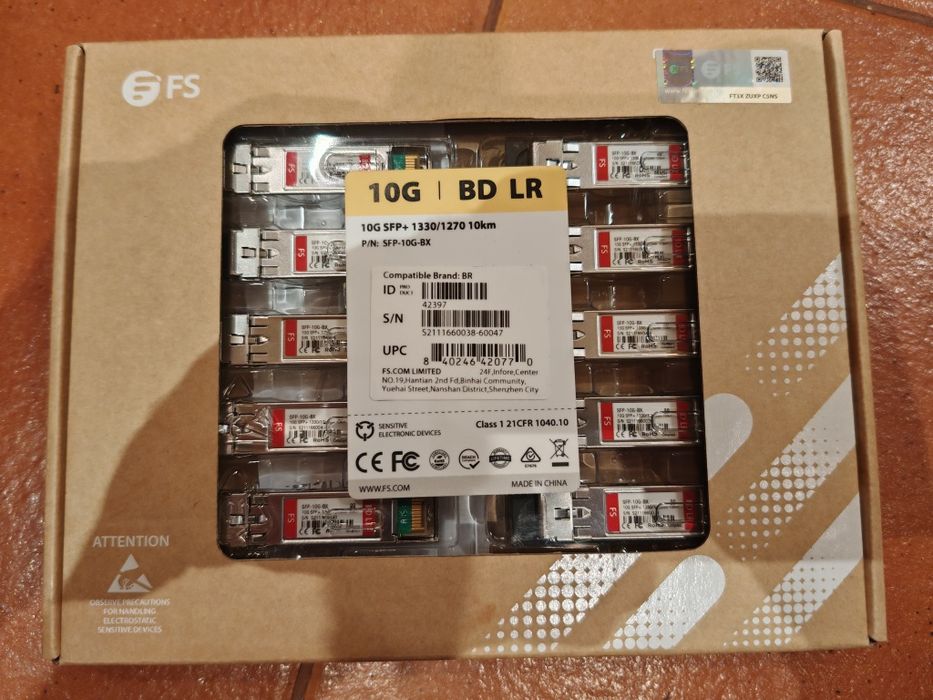 10G SFP+ BiDi модули FS (Brocade compatible) + OS2 LC-LC кабели