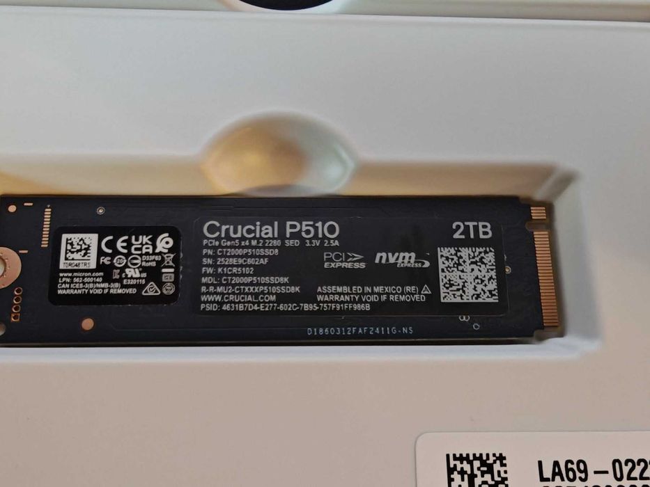Диск Crucial P510 2TB PCIe Gen5 NVMe M.2 SSD 11 000 MB/s