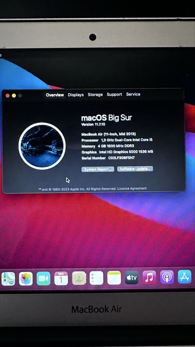 Macbook Air 6.1 Mid 2013 A1465 i5 1.3Ghz 4GB RAM 128gb ssd 1,5gb video