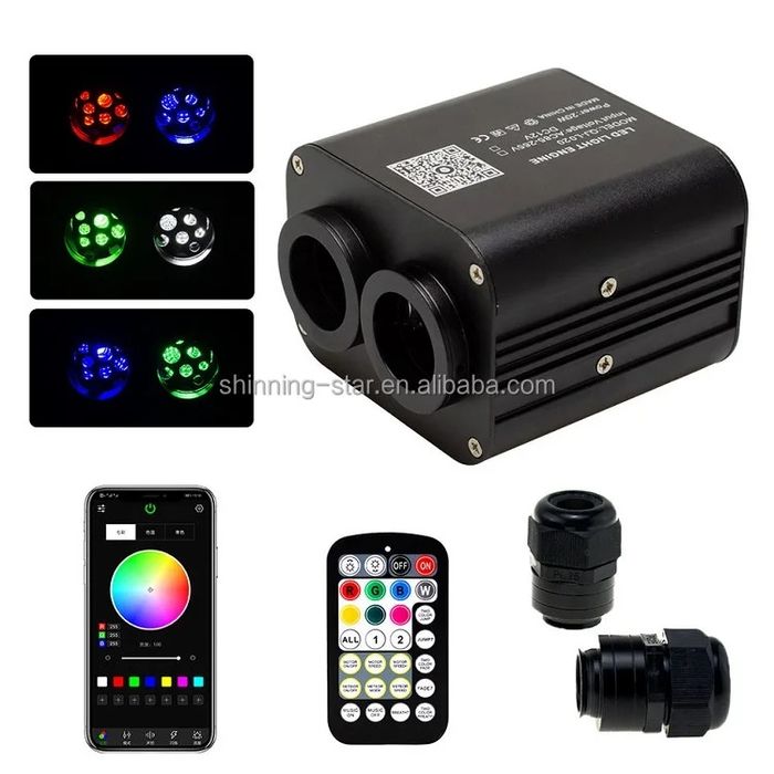 Kit Plafon Instelat Stelute Plafon 900 fibre 3/4 metri 0.75mm Modul 2 iesiri Twinckle Stars RGBW Kit Fibra Optica LED Stele Plafon Auto Cer instelat