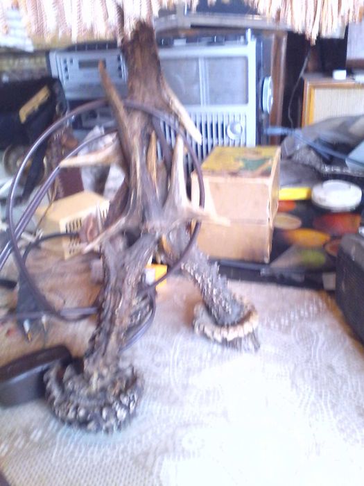 Veioza confectionata din coarne de Caprior Pentru Cabane Pensiuni