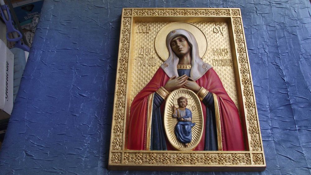 ИКОНА-ИКОНА ДЪРВОРЕЗБА на Дева Мария и Исус Христос