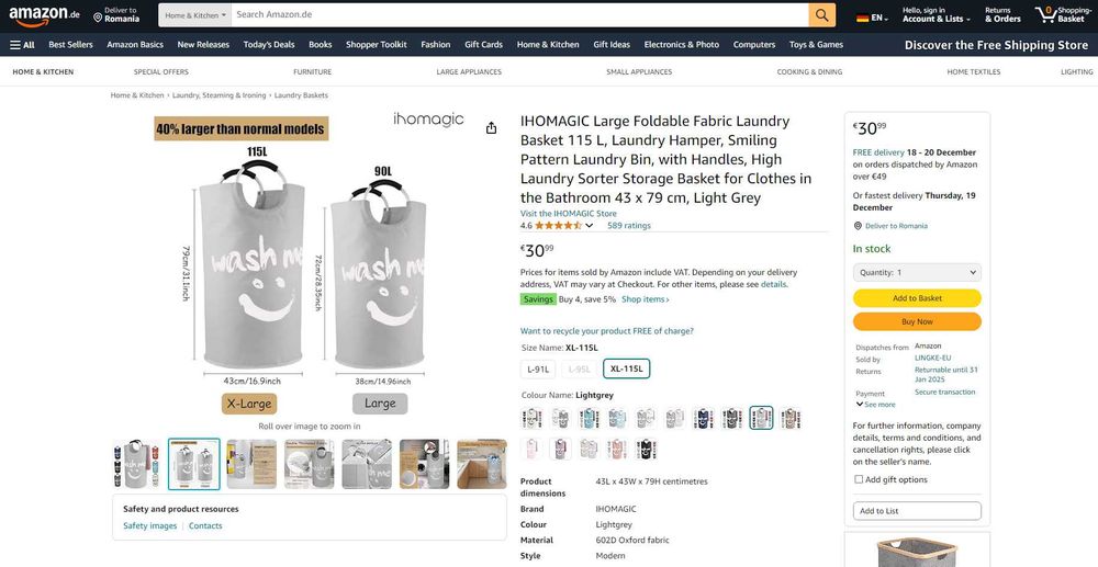 Cos Pliabil 115L Jucari/Rufe/Depozitare Impermeabl, REDUS de la 150RON