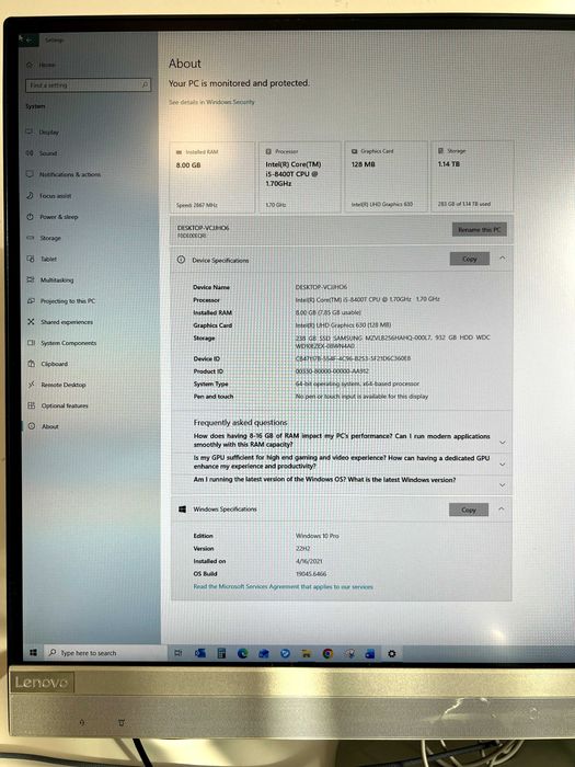 Desktop  Lenovo All in One Calculator