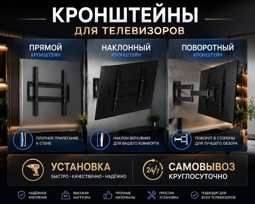 Круглосуточно Самовывоз Кронштейн для телевизора. Кранштейн для всех р