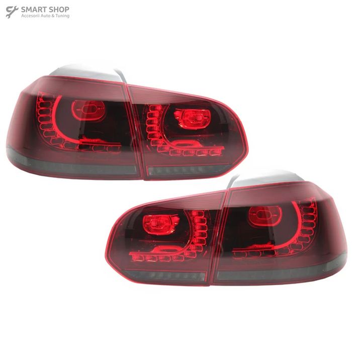 Stopuri Full LED VW Golf 6 VI (2008-2013) R20 Design Rosu Fumuriu cu S