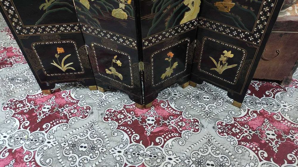 Старинная Китайская ширма в народном стиле 19 века из массива дерева