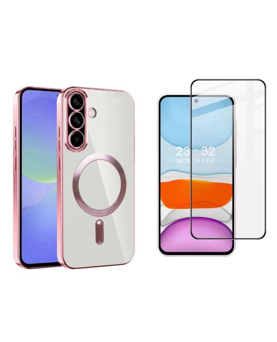 Samsung A56/A36/A16/A35/A55 Husa Mag Ring Clear si Folie Sticla AntiSt