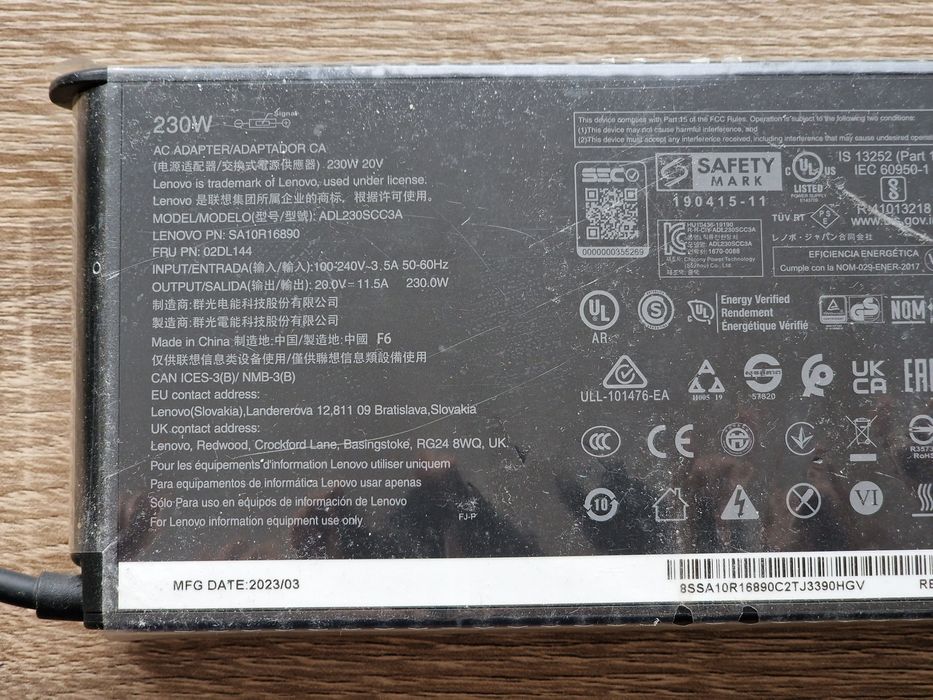 Оригинално зарядно Lenovo 230W 20V 11.5A от LOQ 15APH8
