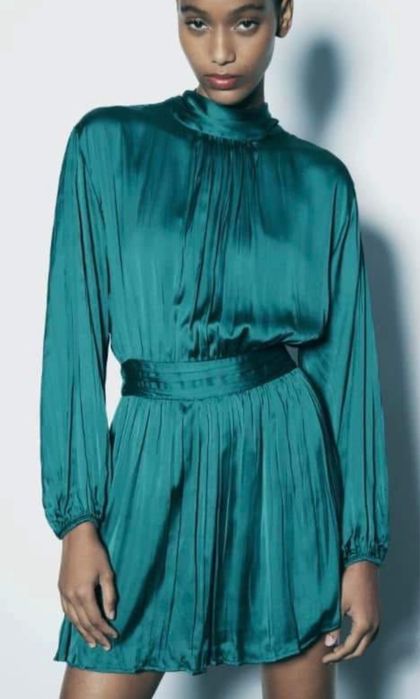Рокля ZARA – изумрудено зелено