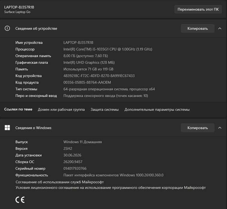 Microsoft Surface Laptop Go 1943