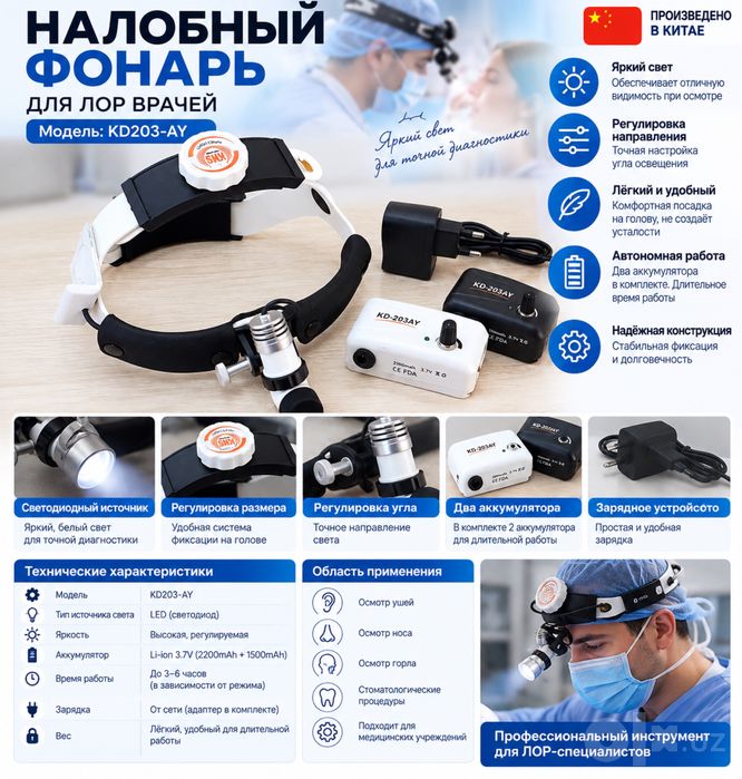 Налобный фонарь лор шлем KD203AY
