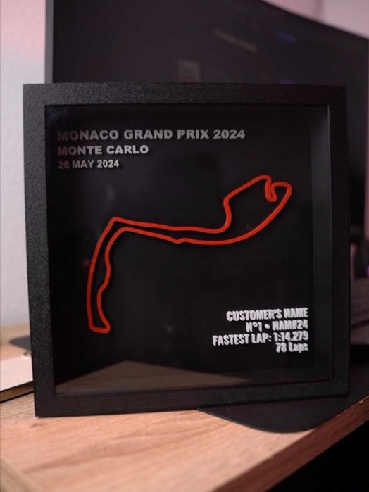 Tablou 3D Monaco Grand Prix personalizat nume numar masina