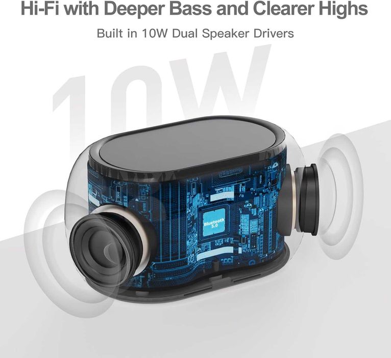ANJANK Будилник FM радио с Bluetooth високоговорител, стерео звук