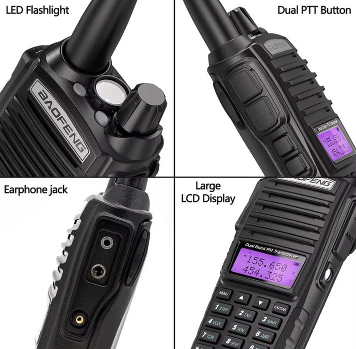 Baofeng UV 82 8W Двубандова Радиостанция VHF UHF Пълен Комплект