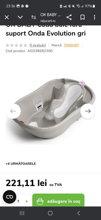 Copaie bebeluș ,OK Baby Cadă pentru bebeluși Onda Evolution cu termome
